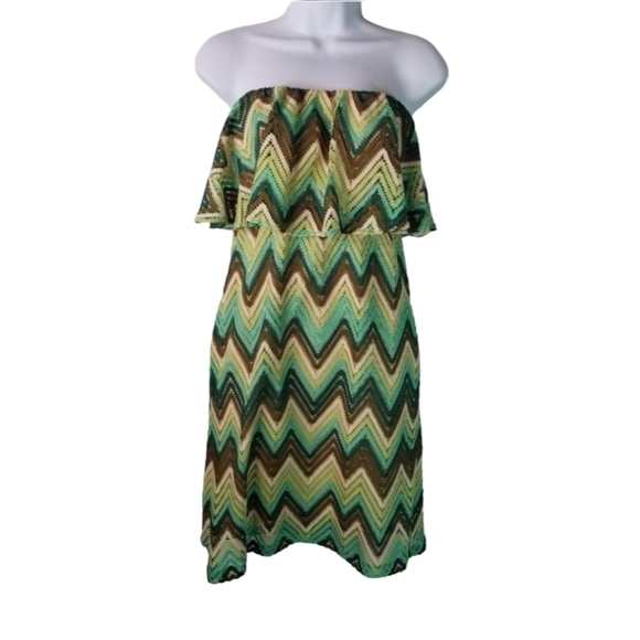 Vtg y2k Judith March chevron ruffle strapless dress - Picture 1 of 9